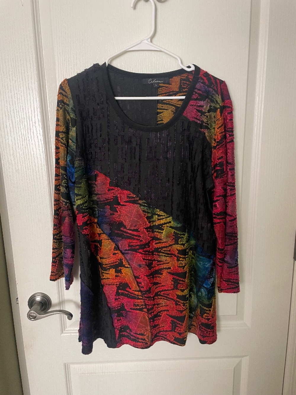 Called Women's colorful abstract tunic top, size large